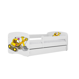 Белая кровать Excavator без ящика с матрасом 160x80