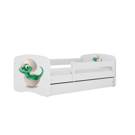 Balta gulta Little Dino bez atvilktnes ar matraci 160x80