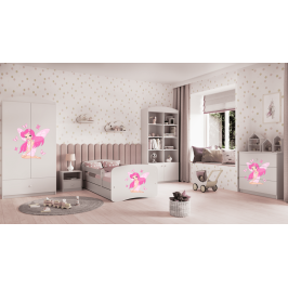 Balta gulta Fairy with Butterflies bez atvilktnes ar matraci 160x80