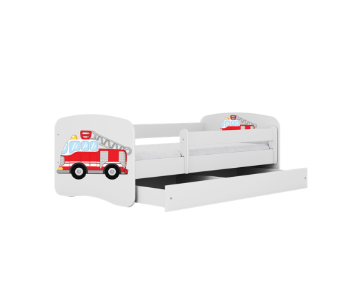 Кровать белая Fire Truck с кокосовым матрасом без ящика 180x80
