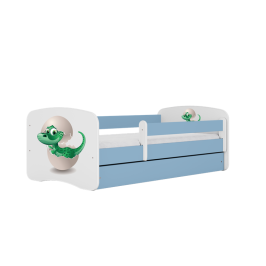 Łóżko babydreams niebieskie mały dino bez szuflady materac 140/70