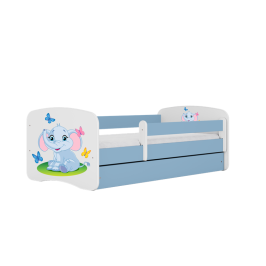 Łóżko babydreams niebieskie słonik bez szuflady materac 140/70