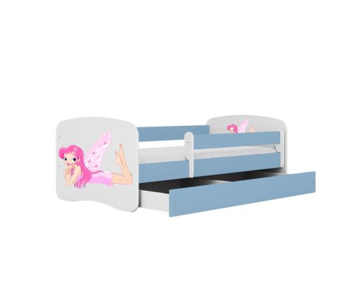 Łóżko babydreams niebieskie wróżka ze skrzydełkami bez szuflady materac 140/70