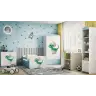 Bērnu gulta zila Small Dino ar atvilktni un lateksa matraci 140x70