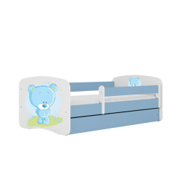 Детская кровать синяя Blue Bear без ящика и латексным матрасом 160x80