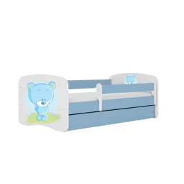 Детская кровать синяя Blue Bear без ящика и латексным матрасом 160x80