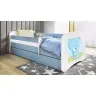 Детская кровать синяя Blue Bear без ящика и латексным матрасом 160x80