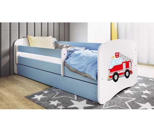 Детская кровать Blue Firetruck с ящиком с матрасом 180/80