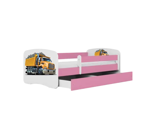 Bērnu gulta Pink Truck bez izvelkamās atvilktnes ar matraci 160x80