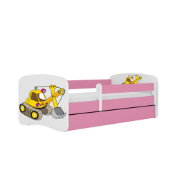 Детская кровать Pink Digger без выдвижного ящика с матрасом 160x80