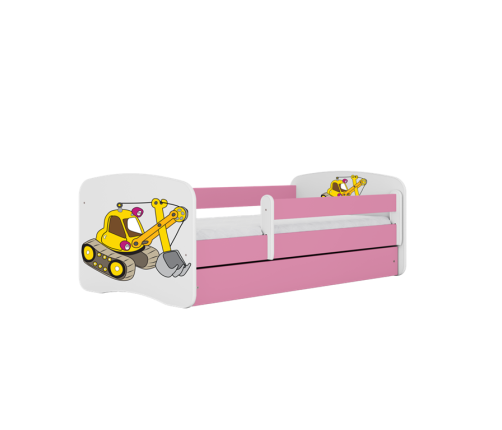 Детская кровать Pink Digger без выдвижного ящика с матрасом 160x80