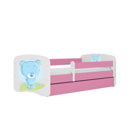 Bērnu gulta Pink Blue Bear bez izvelkamās atvilktnes ar matraci 160x80