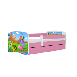 Детская кровать Pink Safari без выдвижного ящика с матрасом 160x80
