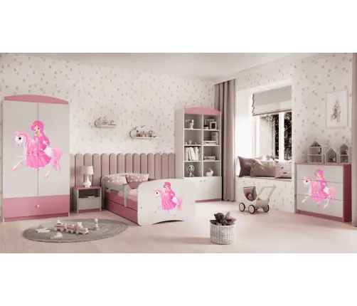 Детская кровать Pink Princess on Horse с ящиком с матрасом 160/80