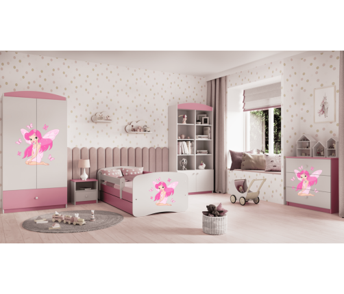 Детская кровать Pink Fairy with Butterflies с ящиком с матрасом 160/80