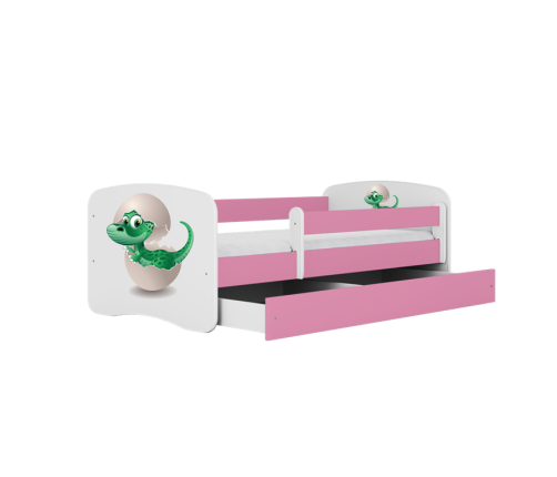 Łóżko babydreams różowe mały dino bez szuflady materac 180/80