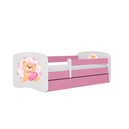Łóżko babydreams różowe miś motylki bez szuflady materac 180/80