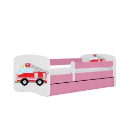 Łóżko babydreams różowe straż pożarna bez szuflady materac 180/80