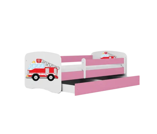 Łóżko babydreams różowe straż pożarna bez szuflady materac 180/80