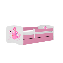 Łóżko babydreams różowe księżniczka na koniku z szufladą materac 180/80