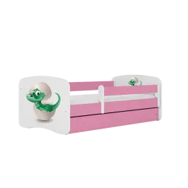 Łóżko babydreams różowe mały dino z szufladą materac 180/80