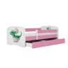 Łóżko babydreams różowe mały dino z szufladą materac 180/80