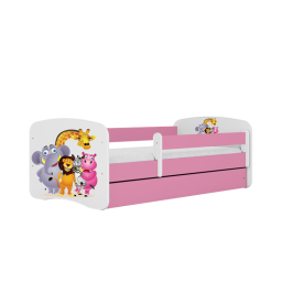 Łóżko babydreams różowe zoo z szufladą materac 180/80