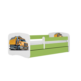 Łóżko babydreams zielone ciężarówka bez szuflady materac 140/70
