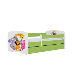 Łóżko babydreams zielone zoo bez szuflady materac 140/70