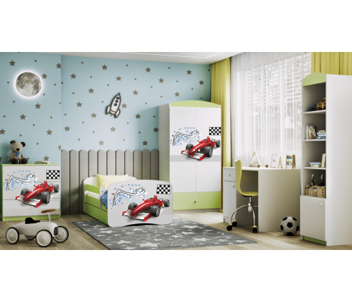 Łóżko babydreams zielone formuła z szufladą materac 140/70