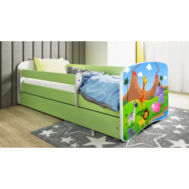 Łóżko babydreams zielone safari z szufladą materac 140/70