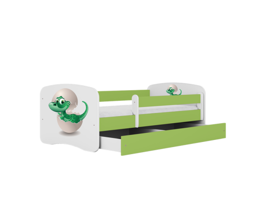 Łóżko babydreams zielone mały dino bez szuflady materac 160/80