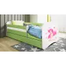 Łóżko babydreams zielone wróżka z motylkami bez szuflady materac 180/80