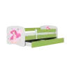 Łóżko babydreams zielone wróżka z motylkami bez szuflady materac 180/80