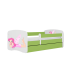 Łóżko babydreams zielone wróżka ze skrzydełkami z szufladą materac 180/80
