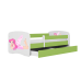 Łóżko babydreams zielone wróżka ze skrzydełkami z szufladą materac 180/80