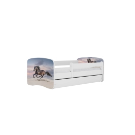 Bed babydreams white galloping horse with drawer with mattress 180/80