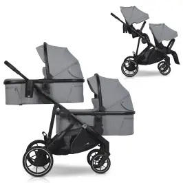 EasyGo Duoflex Cloudy Gray Dvivietė vežimėli