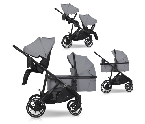 EasyGo Duoflex Cloudy Gray Twin Stroller