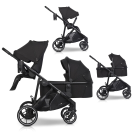 EasyGo Duoflex Ebony Black Twin Stroller