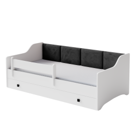 Bērnu gulta Erik 160x80 balta ar matraci Black Panel