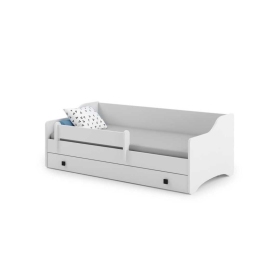 Single Bed Erik 160x80 with Guardrail, Drawer and Mattress, Black