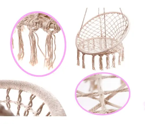 Stārķa ligzdas krēsls šūpoles ar atzveltni ecru 80cm