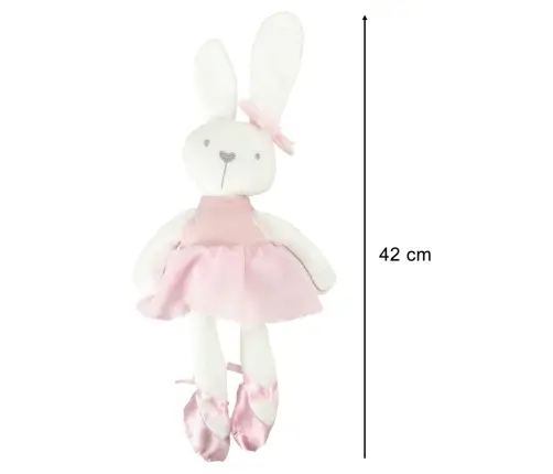 Plīša talismans trusis rozā kleitā 42cm