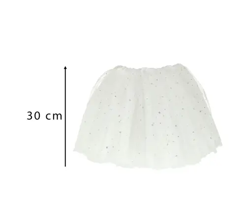 Vienradža karnevāla kostīms galvas lente + svārki balts 3-6 gadi