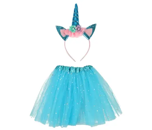 Vienradža karnevāla kostīms galvas lente + svārki zila 3-6 gadi