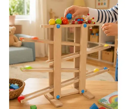 Koka montessori bumbiņu trase XXL