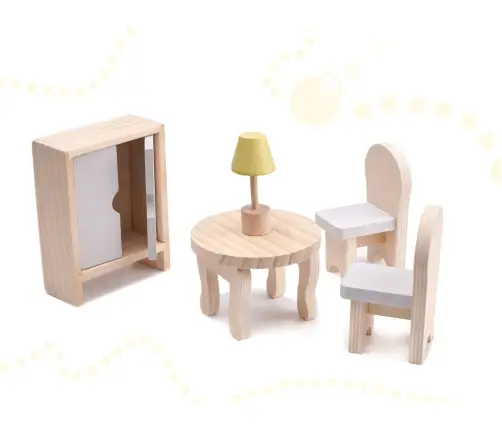 Koka leļļu māja + mēbeles 70cm pelēka