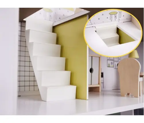 Koka leļļu māja + mēbeles 70cm pelēka