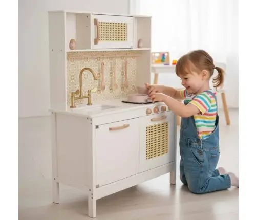 Bērnu retro MDF koka virtuve ar BOHO aksesuāriem